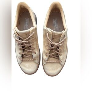 Puma Tan Suede Lace-Up Sneakers